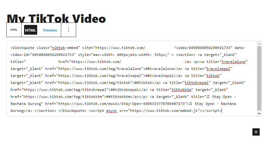 Embed TikTok Video in WordPress
